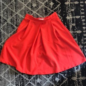 Neon Coral Knee-Length Skirt
